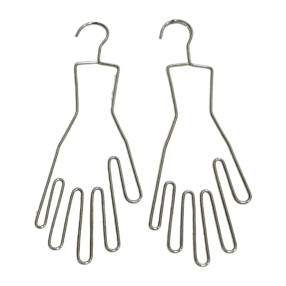 Vintage Pair of Adult Size Silver Tone Metal Glove Form Hangers